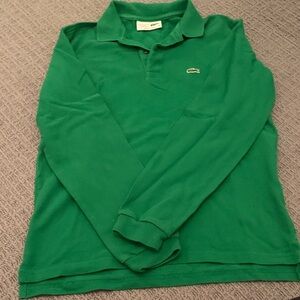 Boys Lacoste Long Sleeve Green Polo Shirt